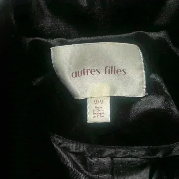 Autres Filles Velvet Velour Black Open Ruched 3/4 Sleeve Blazer Size M - Picture 4 of 8